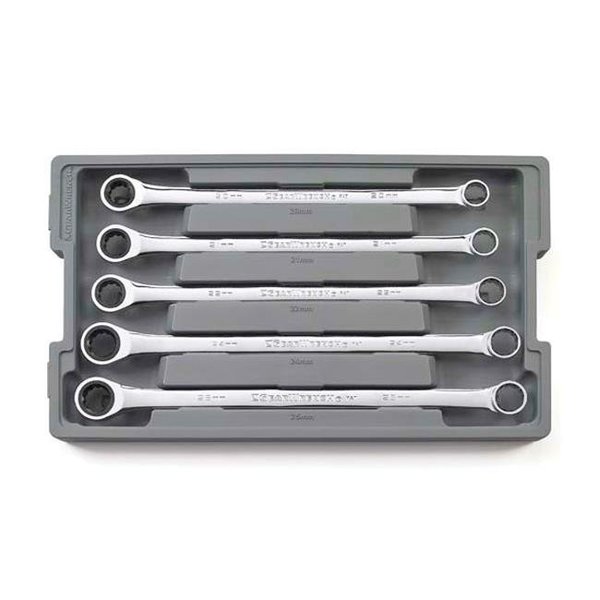 Vim Tools VIM Tools VMDPW100 5 Piece Metric Double Box Universal Spline Reversible Ratcheting Wrench Set - Extra Large VMDPW100